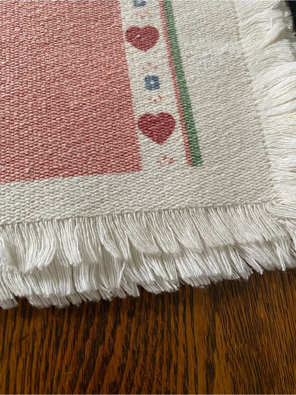 Vintage 80s 90s Country Goose And Hearts Woven Cotton Placemat Set of 4
